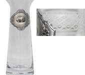 Ваза с орнаментом, прозрачная с серебряным декором, 25 см CR2505