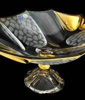 Ваза для фруктов на ножке "Calypso" золото, хрусталь, Bohemia Jihlava