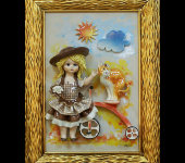 Картина прямоугольная "Кукла стоящая около велосипеда", Zampiva