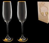 Бокал для шампанского "Золотая отводка", набор 2 шт, Rona