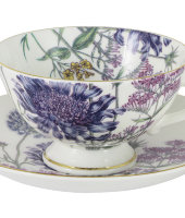 Чашка с блюдцем (сиреневые цветы)  Лаура в подарочной упаковке