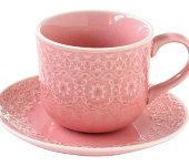 Чашка с блюдцем (розовая) Ambiente без инд.упаковки
