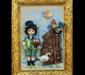 Картина прямоугольная "Кукла-мальчик держащий гнездо", Zampiva