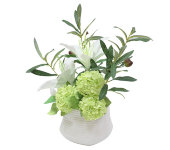 Декор.цветы Лилии белые и гортензии в керам.вазе