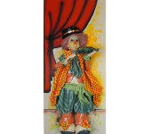 Панно на деревянной основе "Клоун со скрипкой", Zampiva