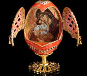 Яйцо-икона Божья матерь, розовое, Credan S.A., 350080