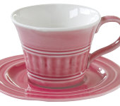 Чашка с блюдцем (тём.розовый) Abitare, большая, без инд.упаковки