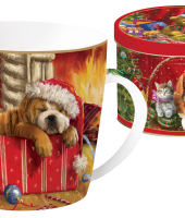 Кружка Спящий щенок в мет.коробке