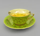 Чайная пара 100 мл Виндзор (Windzor), H341, Золотые цветы, салатовая, Leander