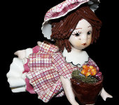 Статуэтка "Кукла лежащая и держащая кашпо с цветами", Zampiva