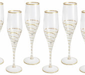 Набор: 6 бокалов для шампанского Спираль (золото)