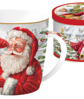 Кружка Дед Мороз в очках в мет.коробке