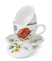 Чашка с блюдцем с керамическим ситечком и крышкой "Ботанический сад", Nuova cer S.N.C.