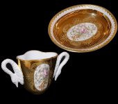 Чайная пара (чашка с двумя ручками+ блюдце), Tiche Porcellane