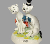 Статуэтка "Кот в цилиндре и кошка в красном платье", Zampiva