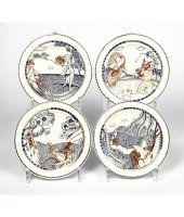  Набор тарелок для канапе "Басни Лафонтена", Gien (4шт.) 