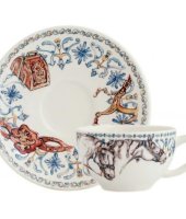 Чашка и блюдце для чая "Лошади солнца", Gien  