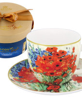 Чашка с блюдцем Натюрморт с красными маками и ромашками (Ван Гог), в подарочной упаковке