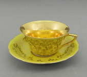 Чайная пара 100 мл Виндзор (Windzor), L341, Золотые цветы, жёлтый, Leander