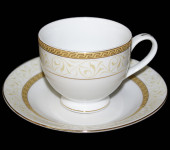 Набор из 6-ти чайных пар "Лилия" (12 предметов), цвет декора: золотой J06-013GL-PAIR