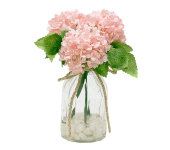 Декор.цветы Гортензии розовые в стекл.вазе