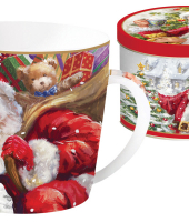 Кружка Дед Мороз с мишкой в мет.коробке