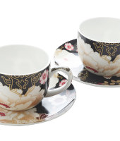 Набор: 2 чашки с блюдцами Кимоно (черный)  в подарочной упаковке