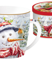 Кружка Снеговик в мет.коробке