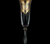 Бокал для шампанского, G147ZS-110/1 AMBER/STONES, набор 6 шт, стекло с позолотой и камнями, Combi