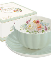 Чашка с блюдцем Королевский сад (зеленая)