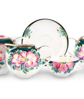 Чайный сервиз 15/6 "Тюльпан - Анютины глазки", Дулёвский фарфор