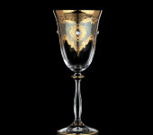 Бокал для вина, G147ZS-200/1 AMBER/STONES, 200 мл, набор 6 шт, стекло с позолотой и камнями, Combi
