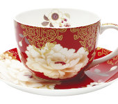 Чашка с блюдцем Кимоно (красный) в подарочной упаковке