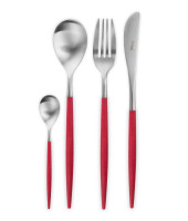 Набор столовых приборов 24/6, с красными ручками, "MIO matte red", Cutipol