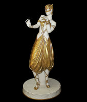 Статуэтка "Дама в маске кошки", белая с золотом, Elite & Fabris