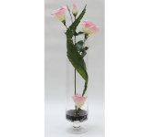 Декор.цветы Лизиантус розовый в стекл.вазе