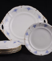 Набор для торта с тарелками 17 см, Соната "Голубые цветы", 0009, Leander