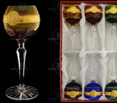 Набор бокалов для вина 6 шт, цветной хрусталь, Aurum Crystal s.r.o.