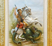 Барельеф "Георгий победоносец", цвет: разноцветный, рама: 70х87 см, L 18см 884/PP Барельеф "Георгий победоносец", цвет: разноцветный, рама: 70х87 см, L 18см 884/PP