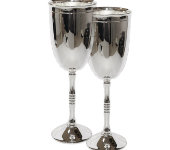 Набор бокалов для шампанского из металла на 2 перcоны "RIGATO", платина, Chinelli