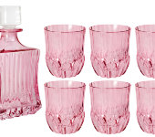 Набор для виски: штоф + 6 стаканов Адажио - розовая