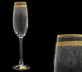 Бокал для шампанского "Эсприт - Золотая полоса + втертая платина", набор 6 шт, Rona