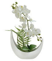 Декоративные цветы Орхидея белая в керам.вазе