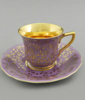 Кофейная пара, G341, Виндзор (Windzor), Золотые цветы, сирень, Leander