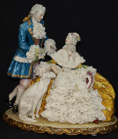 Статуэтка "Леди, кавалер и собака", Porcellane Principe