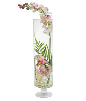 Декоративные цветы Орхидея св. розовая  в стекл.вазе