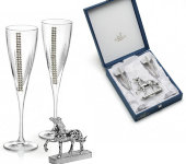 Набор бокалов для шампанского "Благородная лошадь - 2014", 2 шт и фигурка, Chinelli