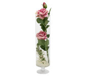 Декоративные цветы Роза бордово-жёлтая в стекл вазе