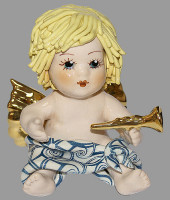 Статуэтка "Купидон со светлыми волосами с трубой", Zampiva