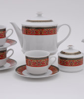 Чайный сервиз 15/6 Сабина "Красная лента", 0979, Leander